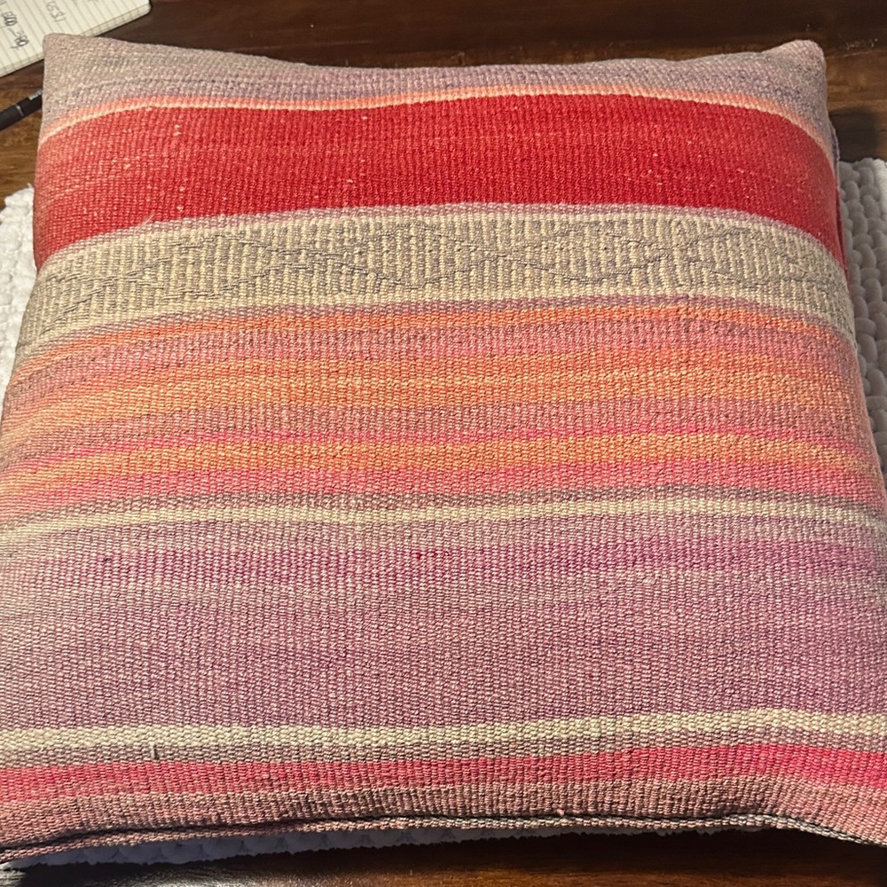 Sundance Red and Pink Striped Accent Pillow